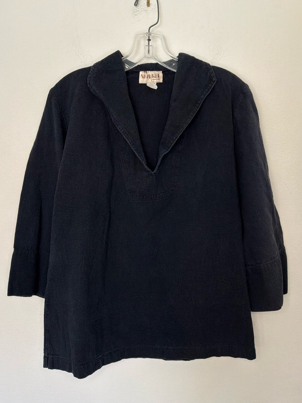 Au Naturel of Beverly Hills Dark Navy Cotton V-Neck Tunic Top Size Medium